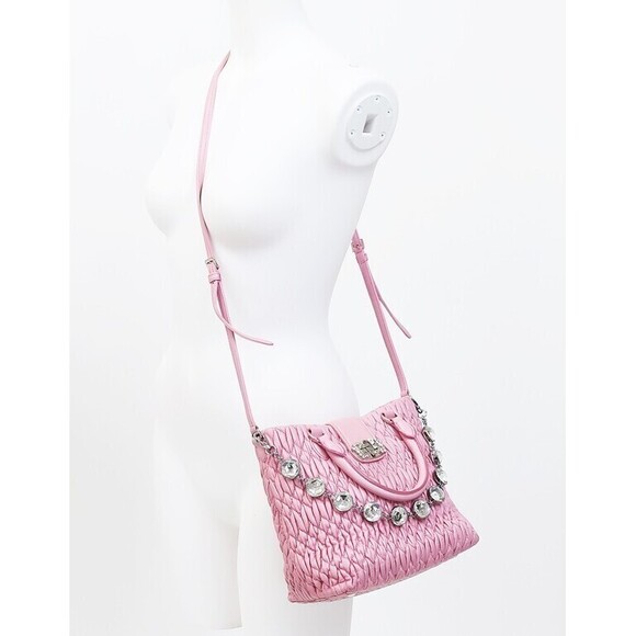 Miu Miu Nappa Crystal Shoulder Bag Pink - Picture 5 of 6